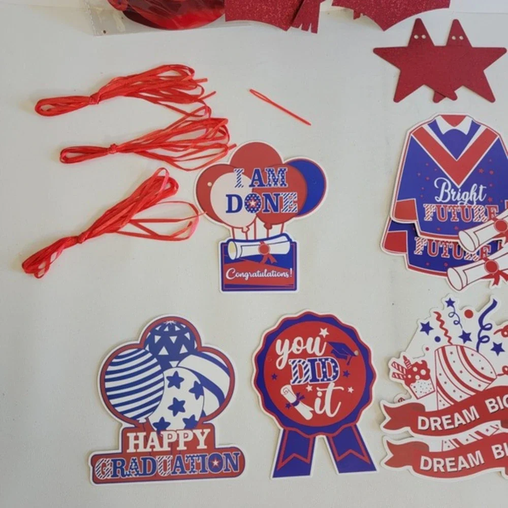 Graduation Party Decorations She Came She Saw She Mastered Banner Red‎ Blue Kit